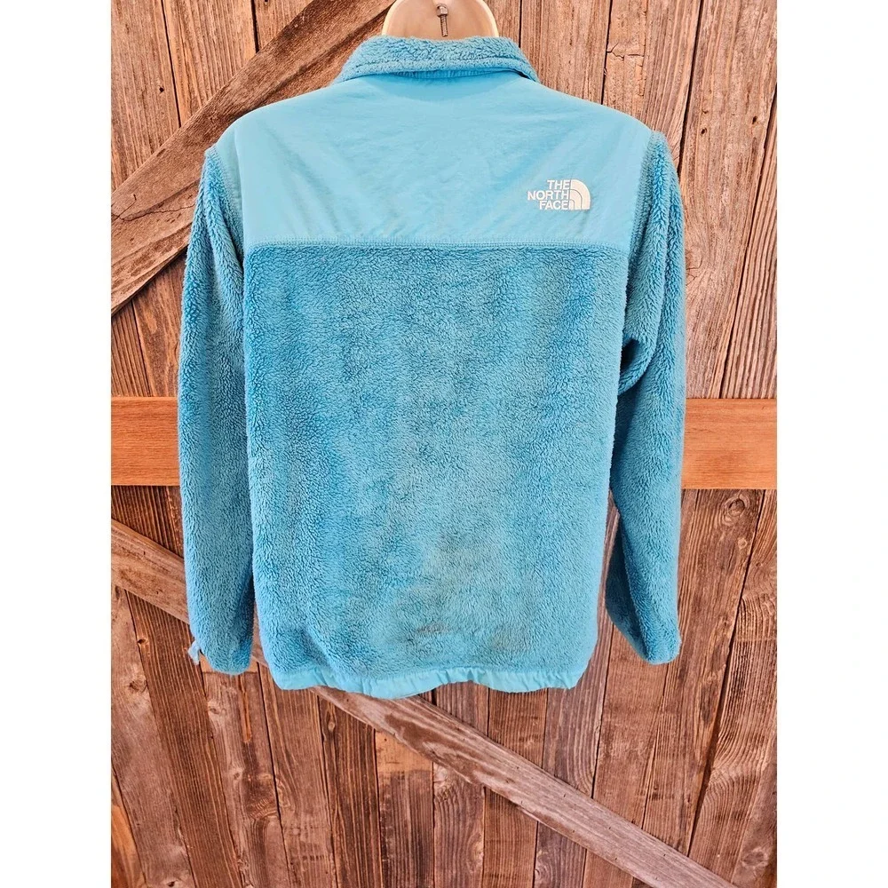 The north face girls large (14-16) Teal furry full zip jacket READ